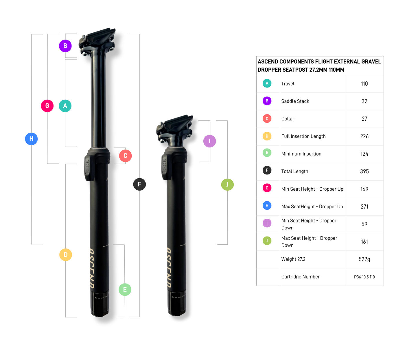 08 ASCEND FLIGHT External Dropper Seatpost 27.2mm