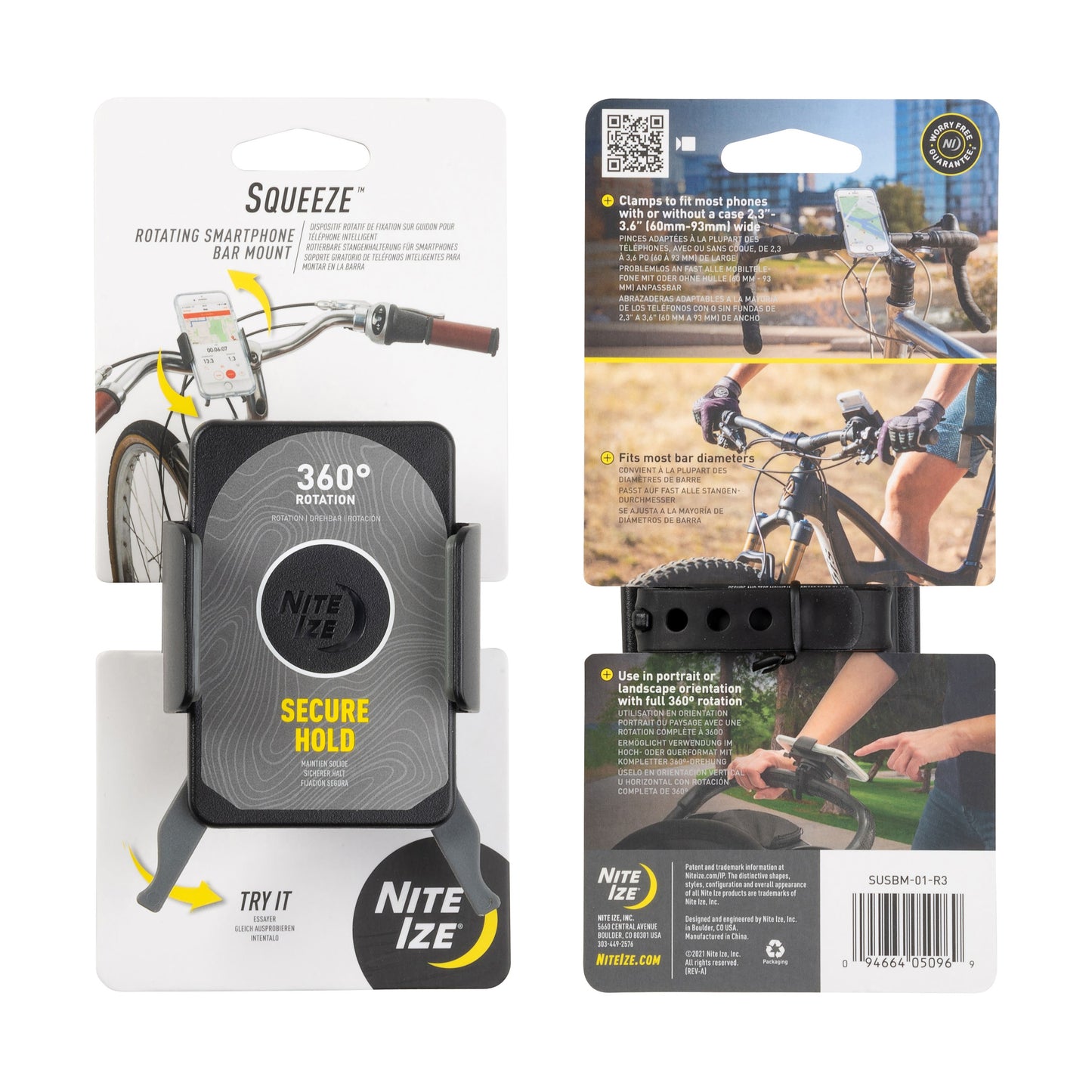 NITE IZE SQUEEZE® ROTATING SMARTPHONE BAR MOUNT