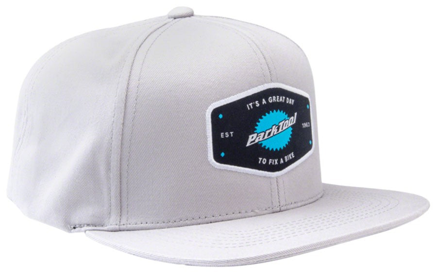 23.2 Park Tool HAT-10L Light Gray 100% Cotton 6-Panel Snapback Cap with Embroidered
