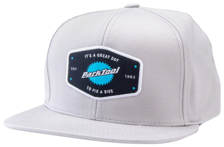 23.2 Park Tool HAT-10L Light Gray 100% Cotton 6-Panel Snapback Cap with Embroidered
